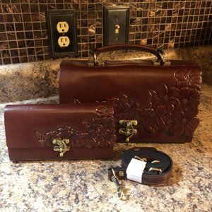 🔥SOLD🔥NEW Patricia Nash Charonne Leather Satchel/Crossbody w/Wallet Set